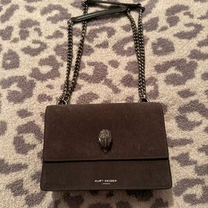 Kurt Geiger Dark Grey Suede Shoreditch Crossbody Bag